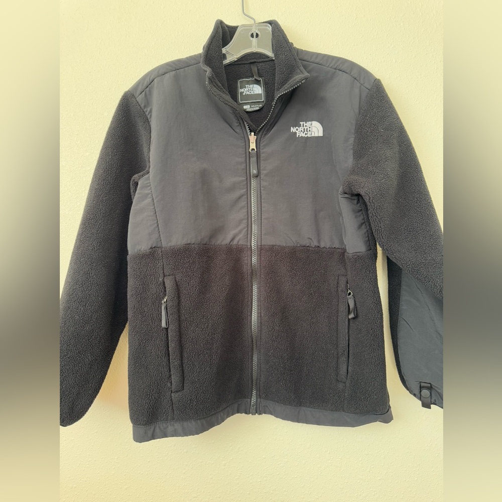 Girls North Face Black Fleece Full Zip Denali Jacket Size Large